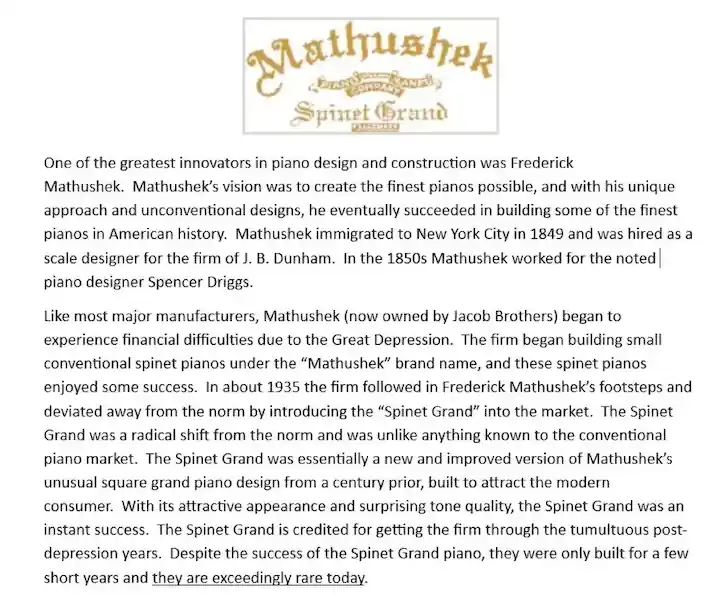 Mathushek Square Grand Piano Pic Four